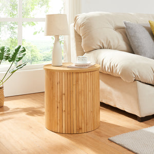 Tavolino da Caffè Rotondo Ledepid 40 x Ø40 cm - Naturale [en.casa]