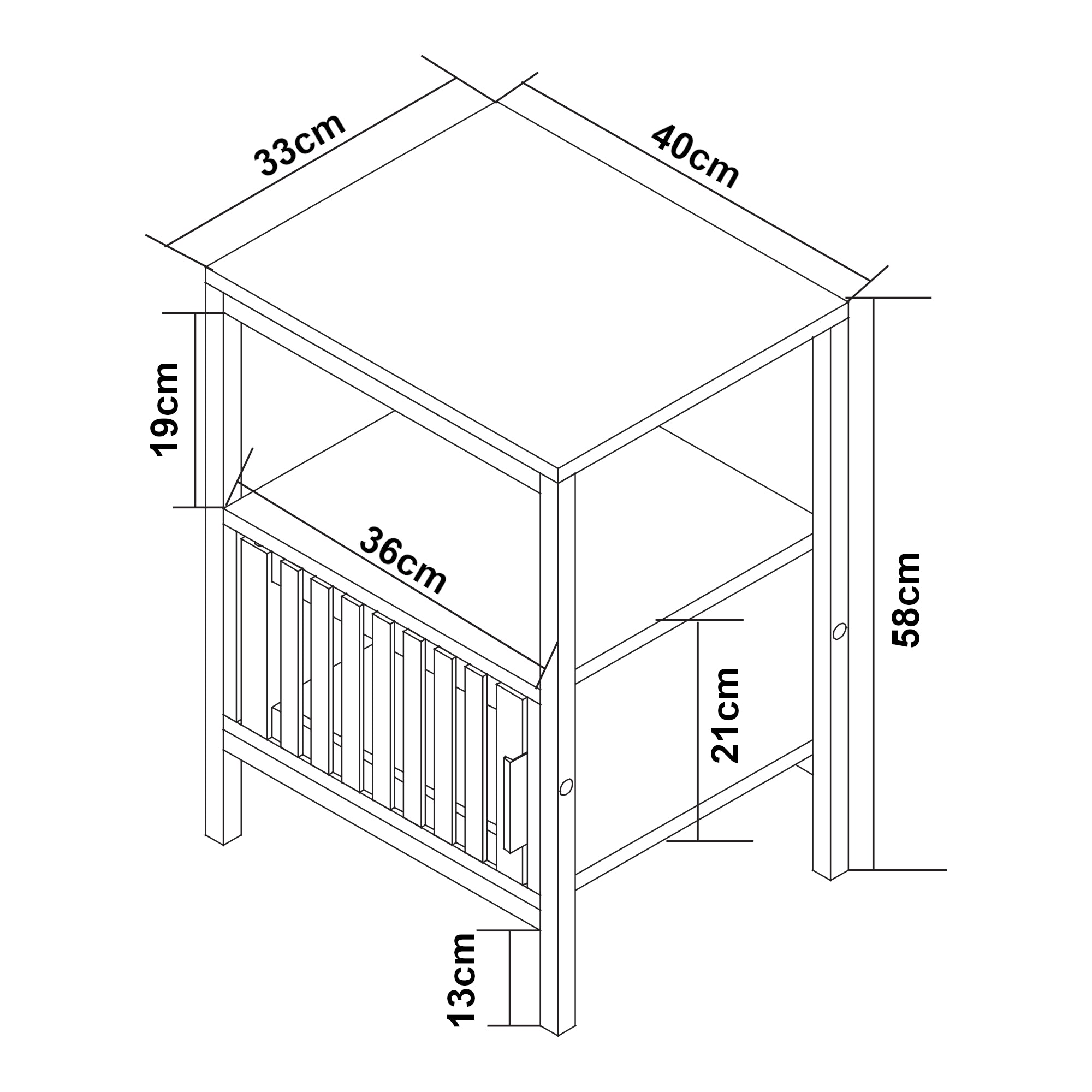 Comodino Tavolino Luniehti con Anta in Bambù 58 x 40 x 33 cm - Nero/Naturale [en.casa]