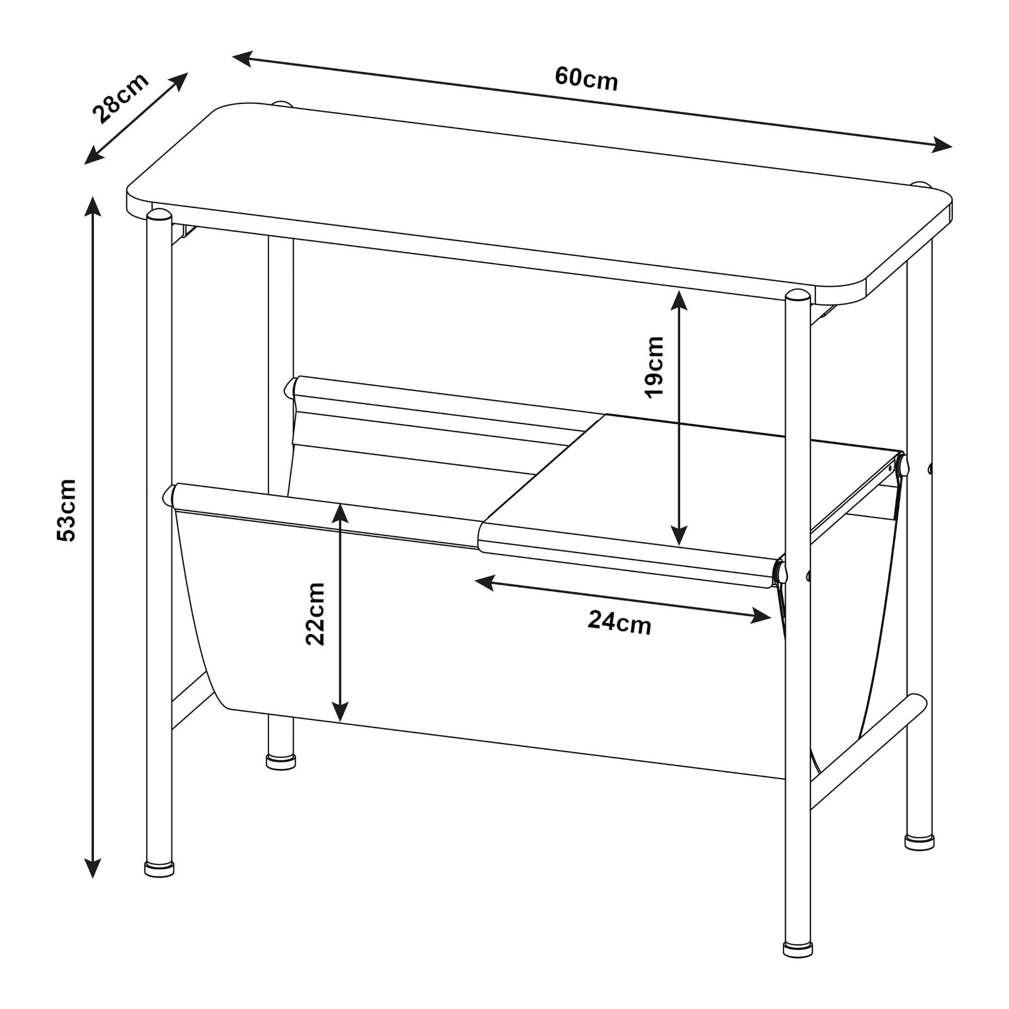 Tavolino Laterale da Divano Samnanger con Portariviste - Nero / Grigio [en.casa]