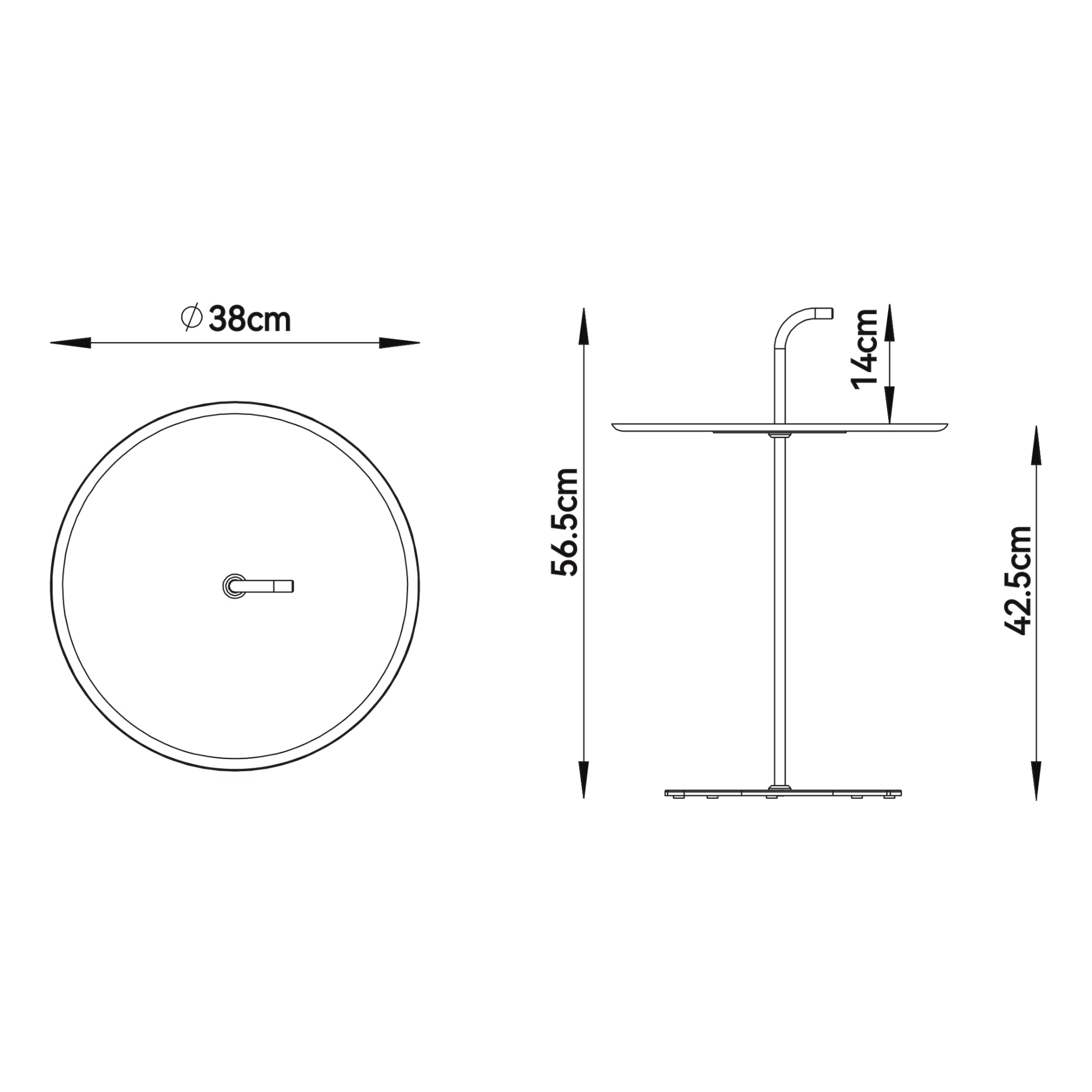 Tavolino Rotondo da Giardino Calimera con Manico - Nero casa.pro