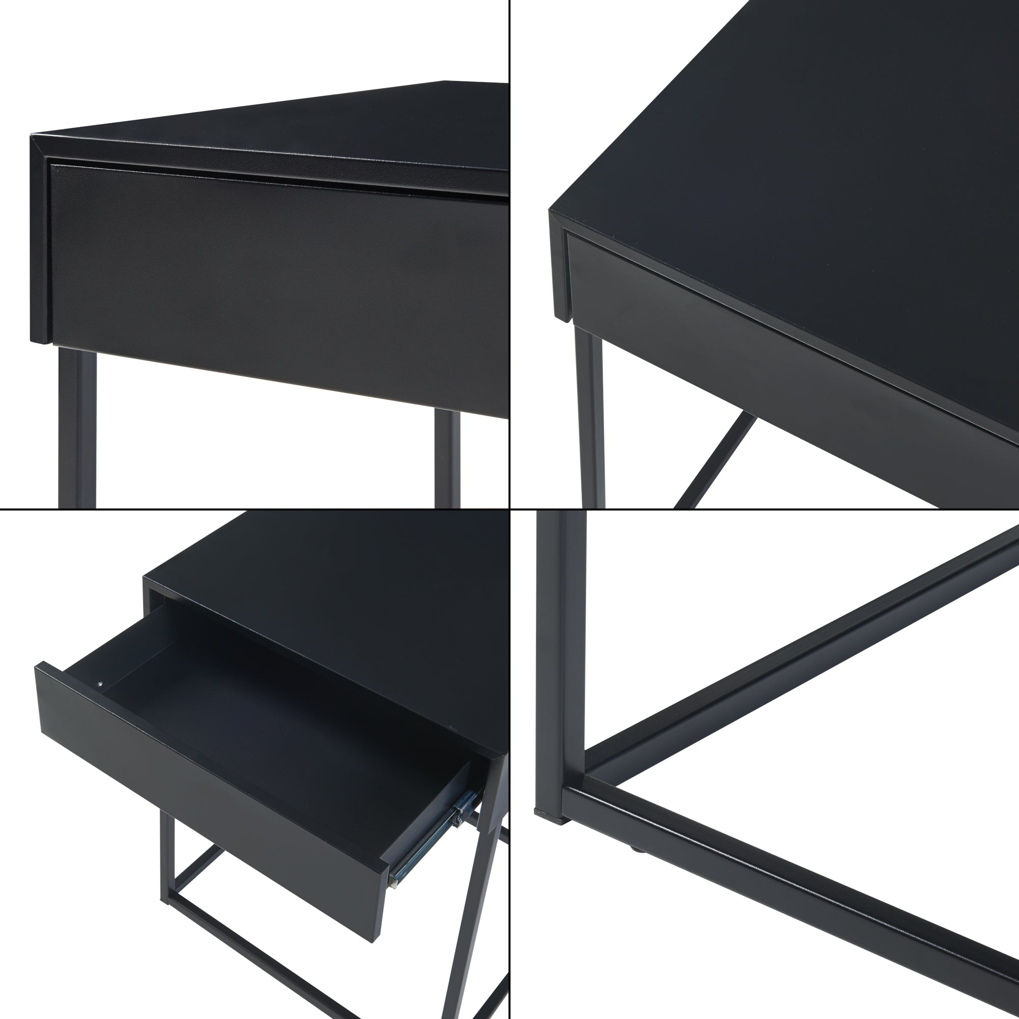 Comodino Rautjärvi in Acciaio con Cassetto - Nero Opaco [en.casa]