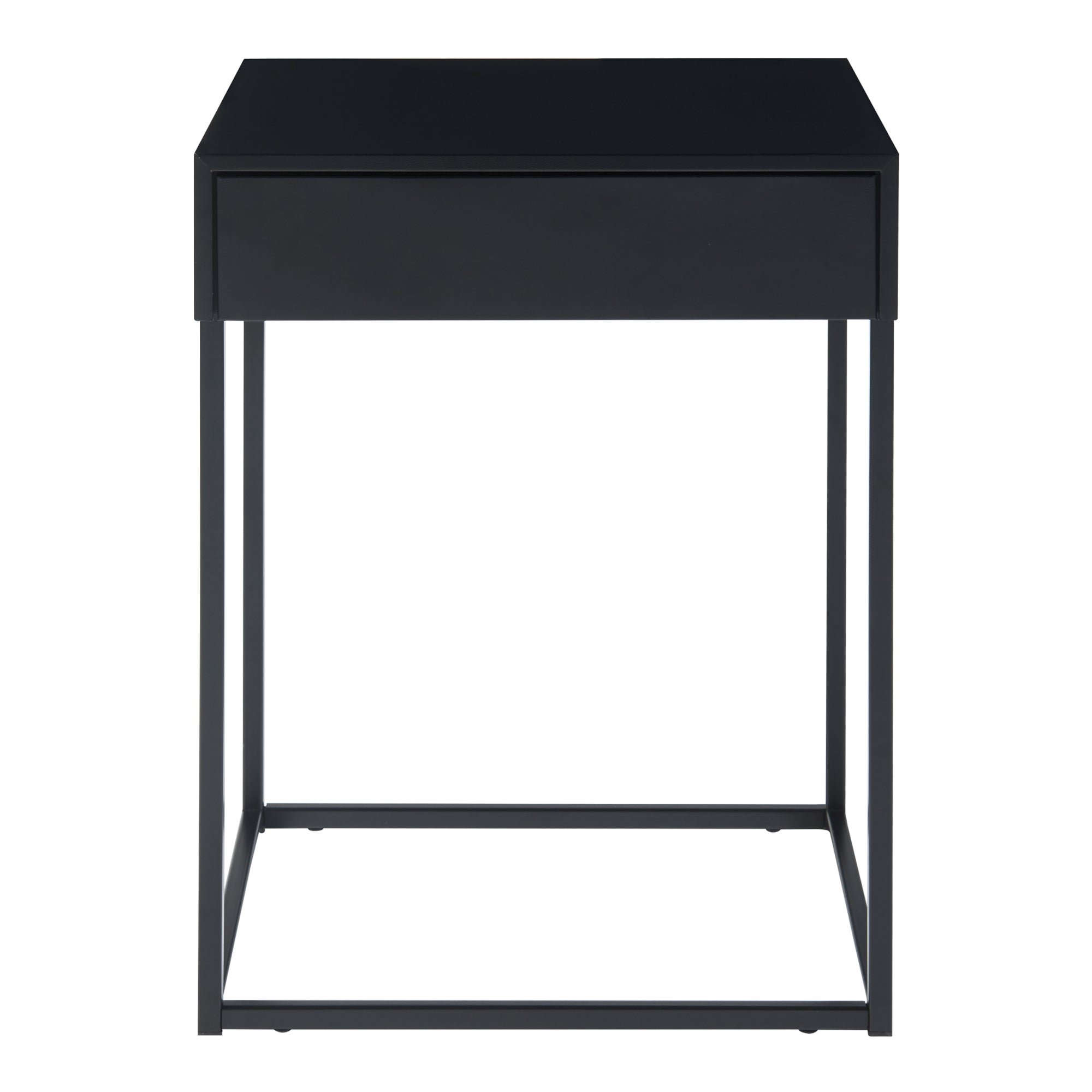 Comodino Rautjärvi in Acciaio con Cassetto - Nero Opaco [en.casa]