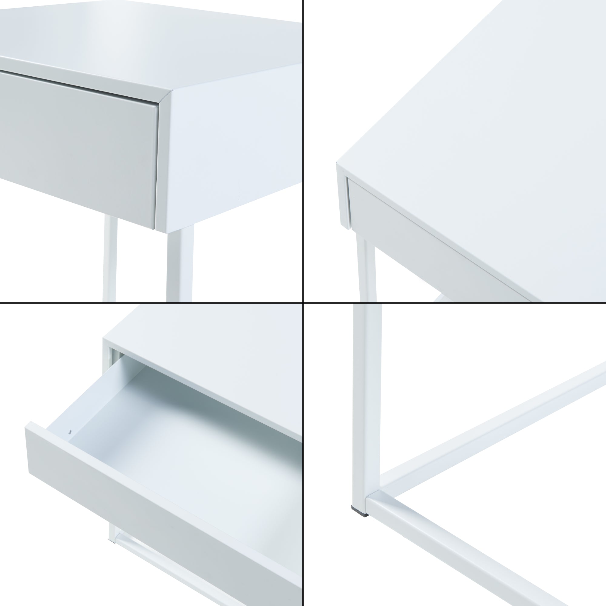 Comodino Rautjärvi in Acciaio con Cassetto - Bianco Opaco [en.casa]