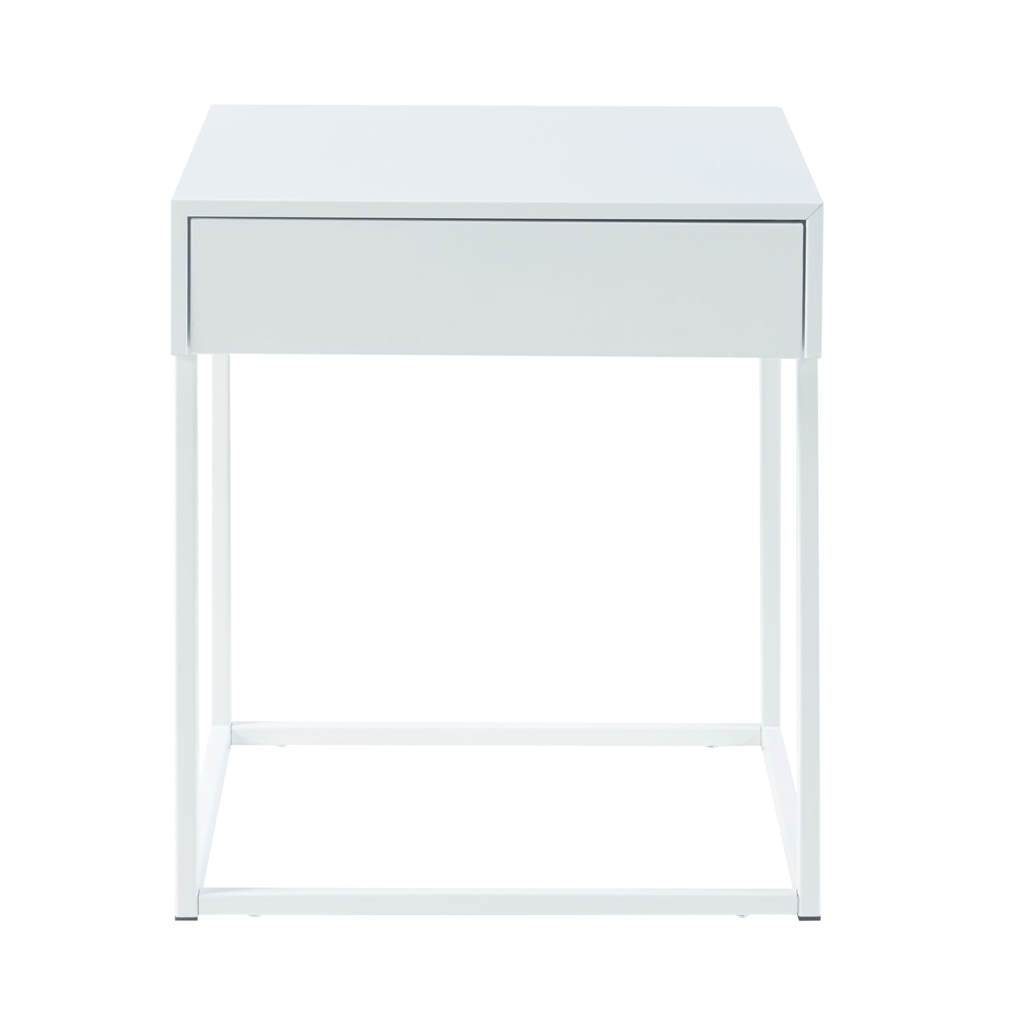 Comodino Rautjärvi in Acciaio con Cassetto - Bianco Opaco [en.casa]