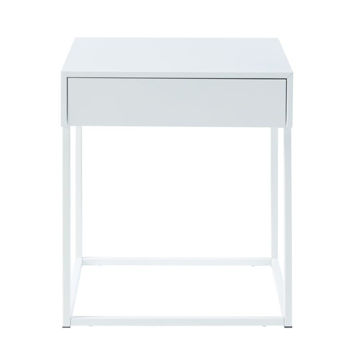 Comodino Rautjärvi in Acciaio con Cassetto - Bianco Opaco [en.casa]
