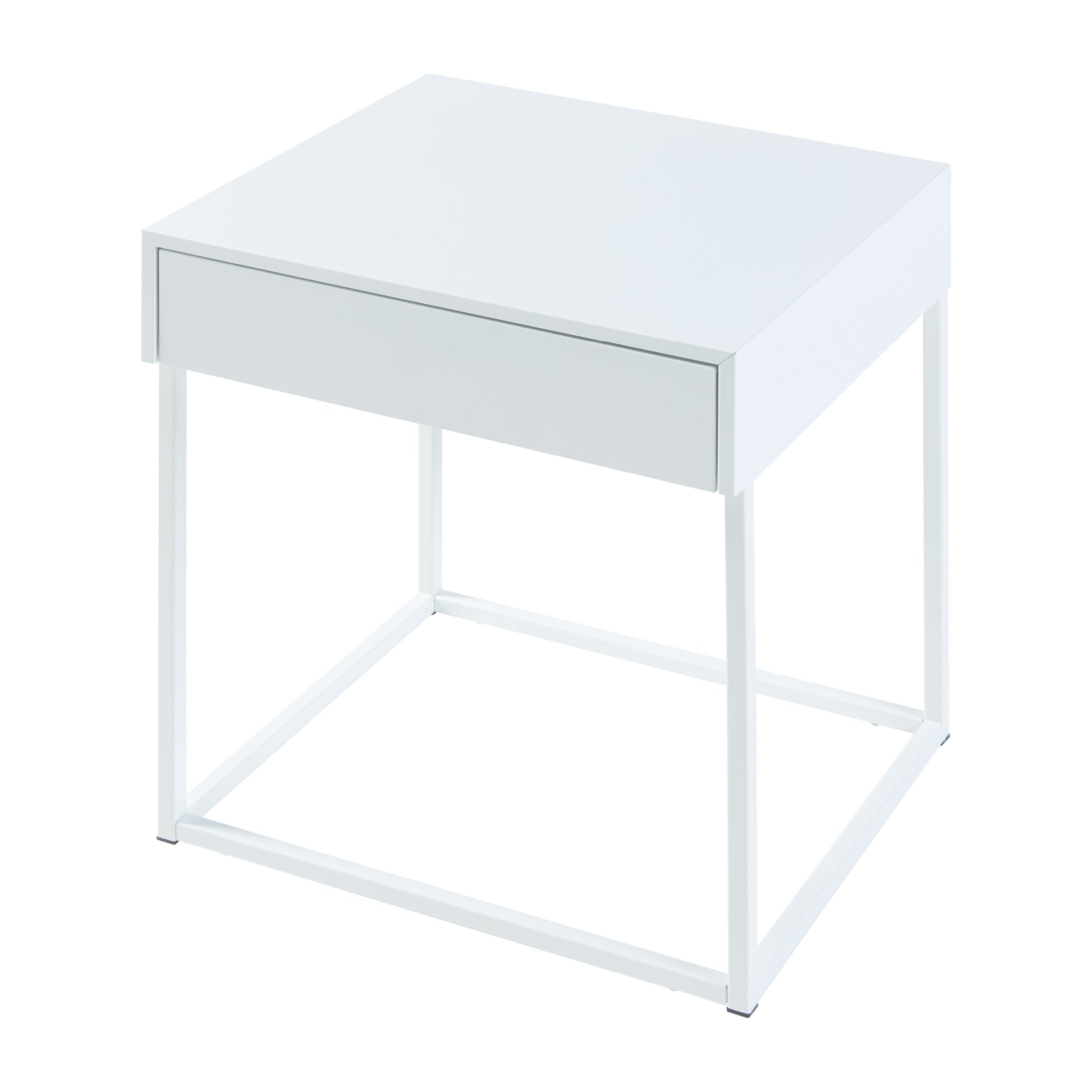 Comodino Rautjärvi in Acciaio con Cassetto - Bianco Opaco [en.casa]