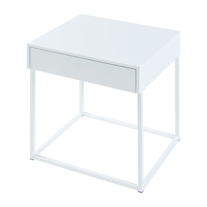 Comodino Rautjärvi in Acciaio con Cassetto - Bianco Opaco [en.casa]