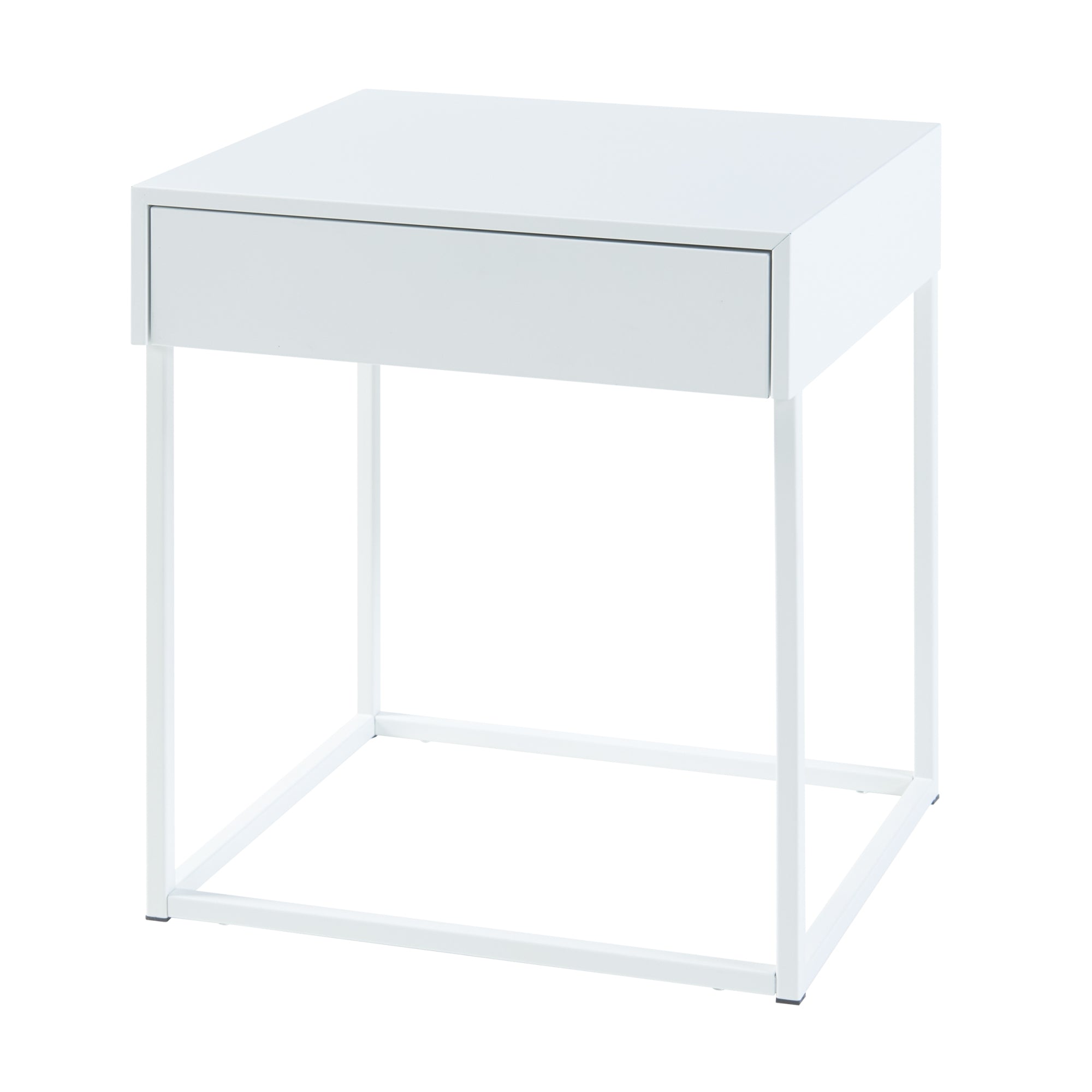 Comodino Rautjärvi in Acciaio con Cassetto - Bianco Opaco [en.casa]
