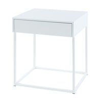 Comodino Rautjärvi in Acciaio con Cassetto - Bianco Opaco [en.casa]