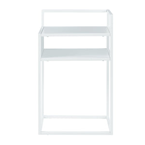 Tavolino Laterale da Divano Riihimäki Comodino in Acciaio - Bianco opaco [en.casa]