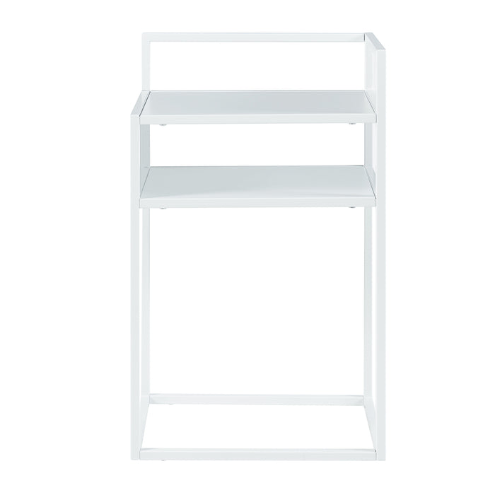 Tavolino Laterale da Divano Riihimäki Comodino in Acciaio - Bianco opaco [en.casa]