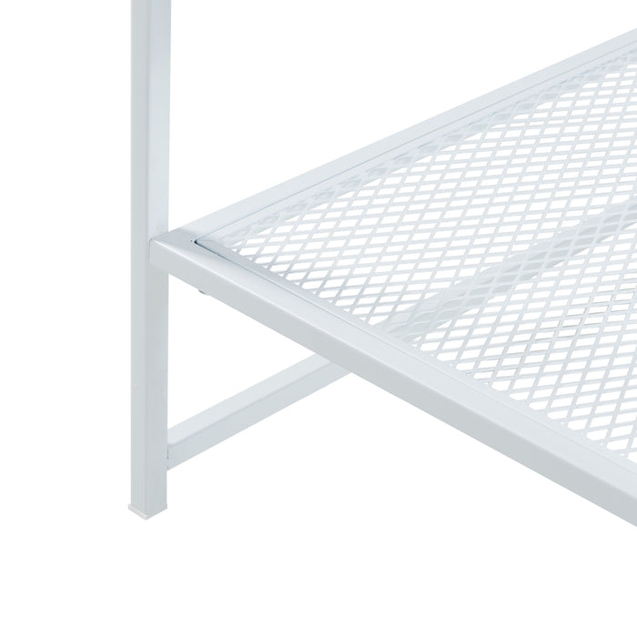 Tavolino Laterale da Divano Ruokolahti Comodino in Acciaio - Bianco Opaco [en.casa]