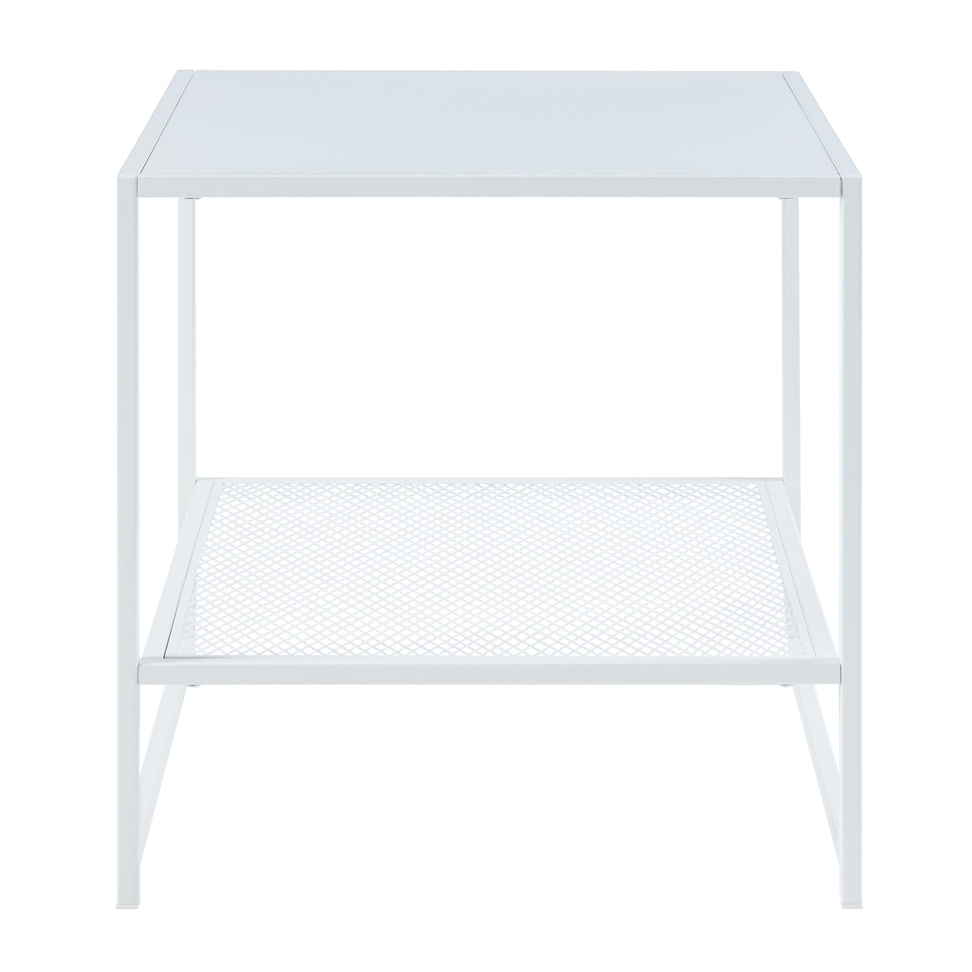 Tavolino Laterale da Divano Ruokolahti Comodino in Acciaio - Bianco Opaco [en.casa]