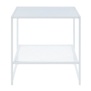 Tavolino Laterale da Divano Ruokolahti Comodino in Acciaio - Bianco Opaco [en.casa]