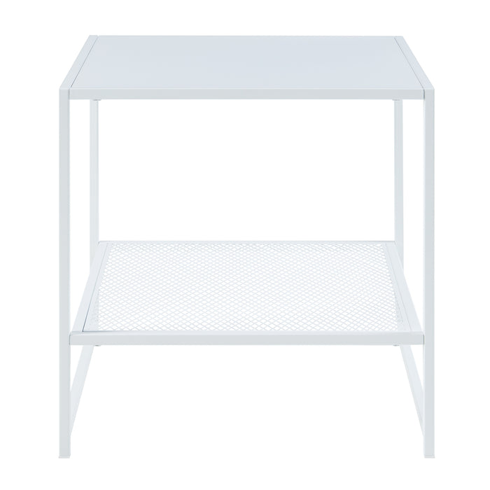 Tavolino Laterale da Divano Ruokolahti Comodino in Acciaio - Bianco Opaco [en.casa]
