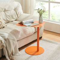 Tavolino Laterale Nastätten in Metallo con Piano di Appoggio Trapezoidale - Arancione [en.casa]