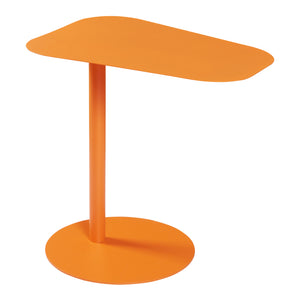 Tavolino Laterale Nastätten in Metallo con Piano di Appoggio Trapezoidale - Arancione [en.casa]