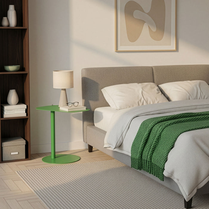 Tavolino Laterale da Divano Nastätten Metallo Piano Trapezoidale - Verde Mela Opaco [en.casa]