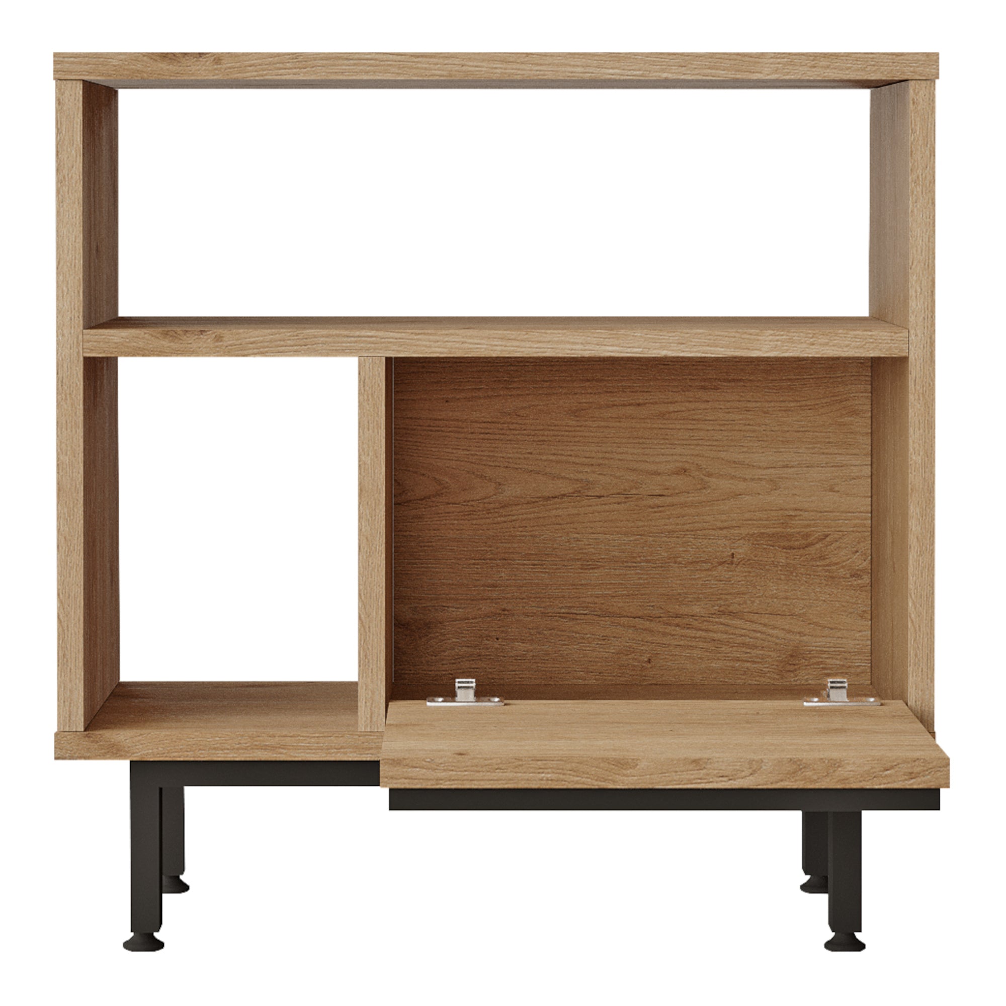 Tavolino Laterale da Divano Kvænangen 60x60x26 cm Effetto Rovere / Rattan [en.casa]