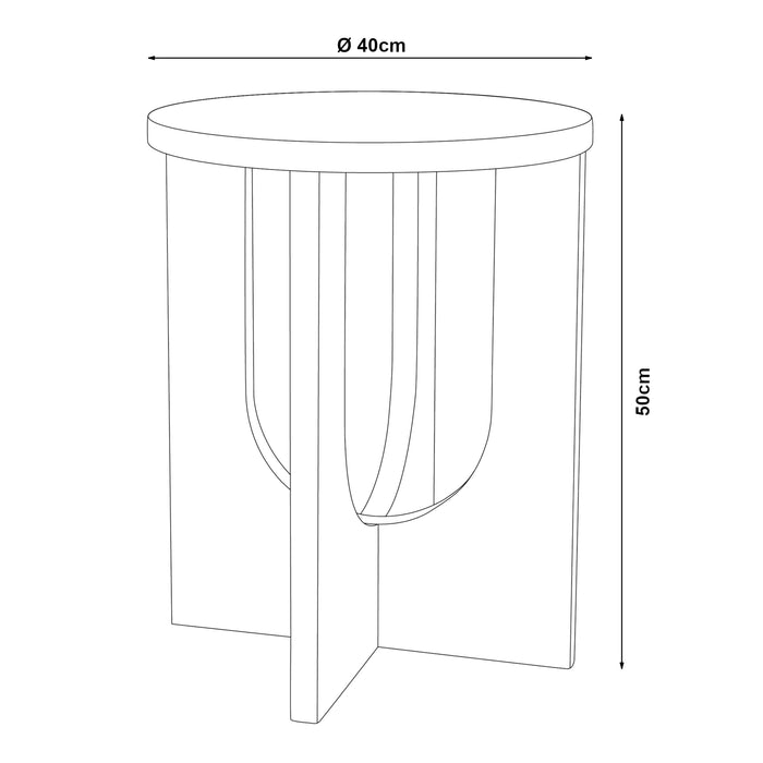 Tavolino da Caffè Kysdajore Piano Rotondo 50x40 cm Bianco [en.casa]