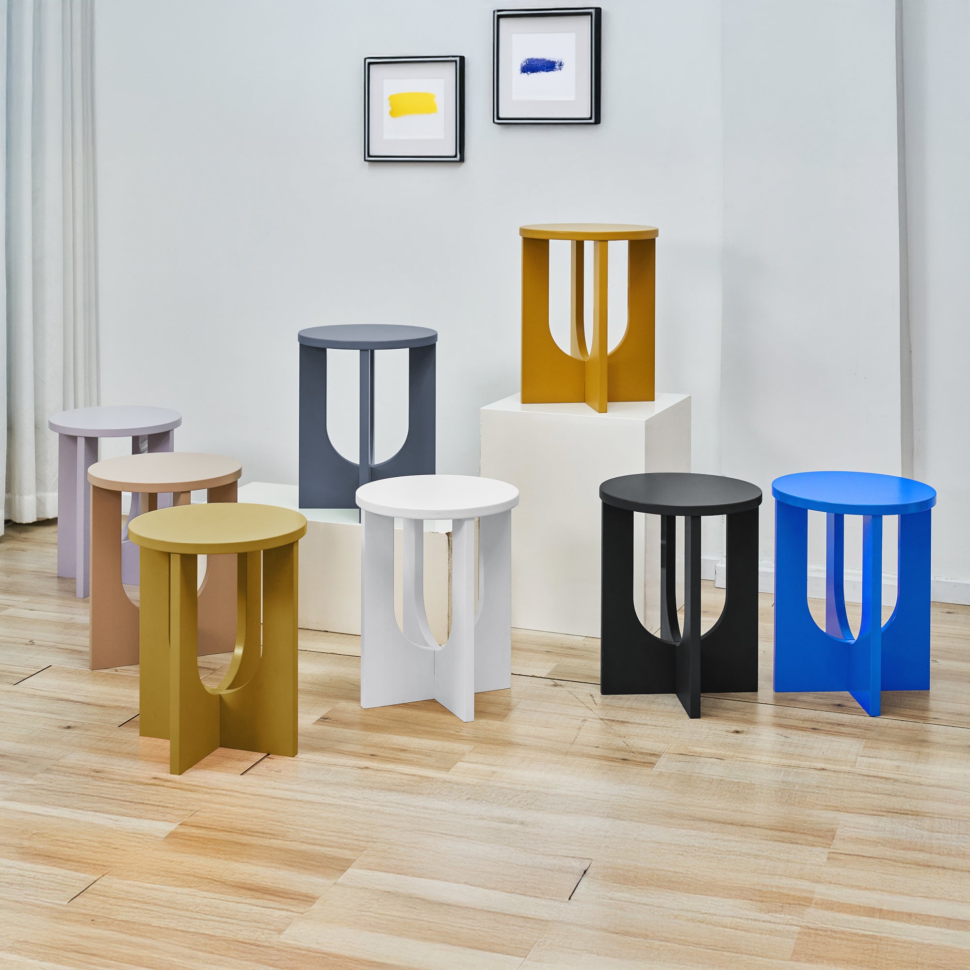 Tavolino da Caffè Kysdajore Piano Rotondo 50x40 cm Bianco [en.casa]