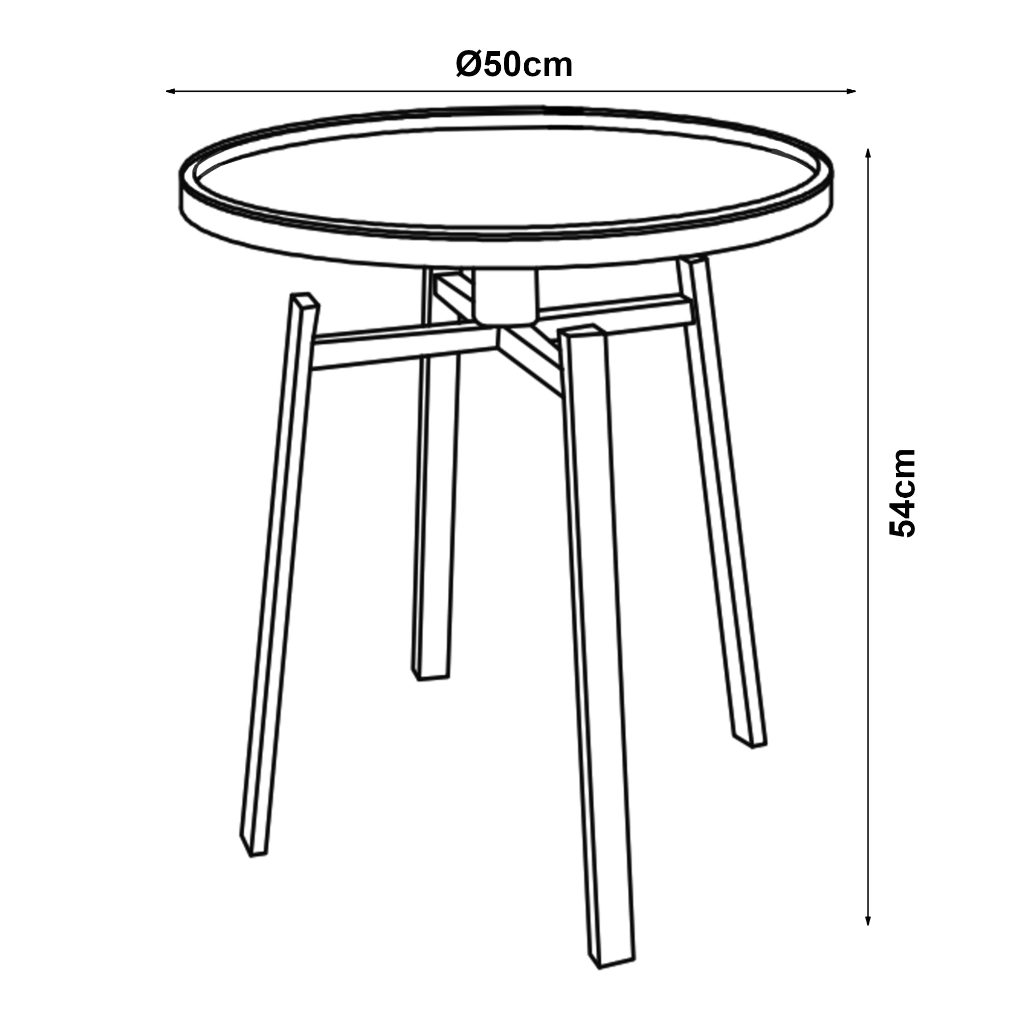 Tavolino Rotondo da Salotto Mippeena AxØ 54 x 50 cm - Nero /Effetto Noce [en.casa]