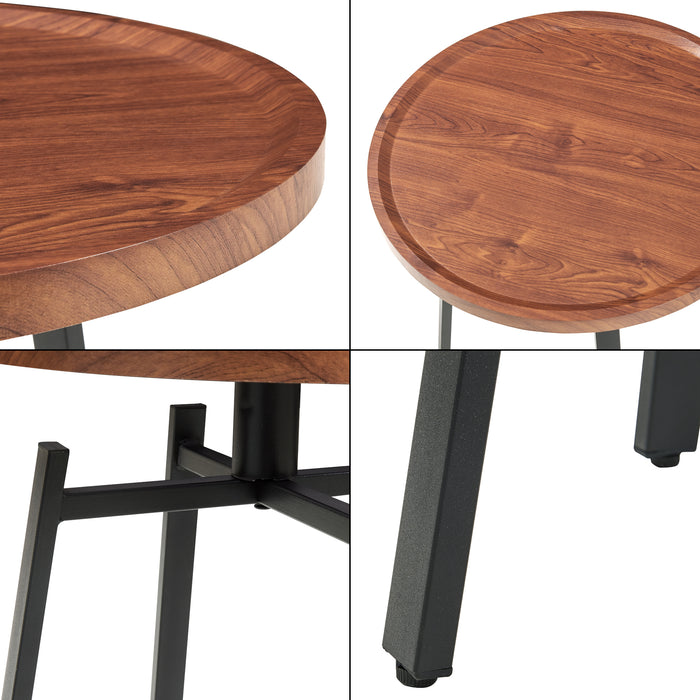 Tavolino Rotondo da Salotto Mippeena AxØ 54 x 50 cm - Nero /Effetto Noce [en.casa]