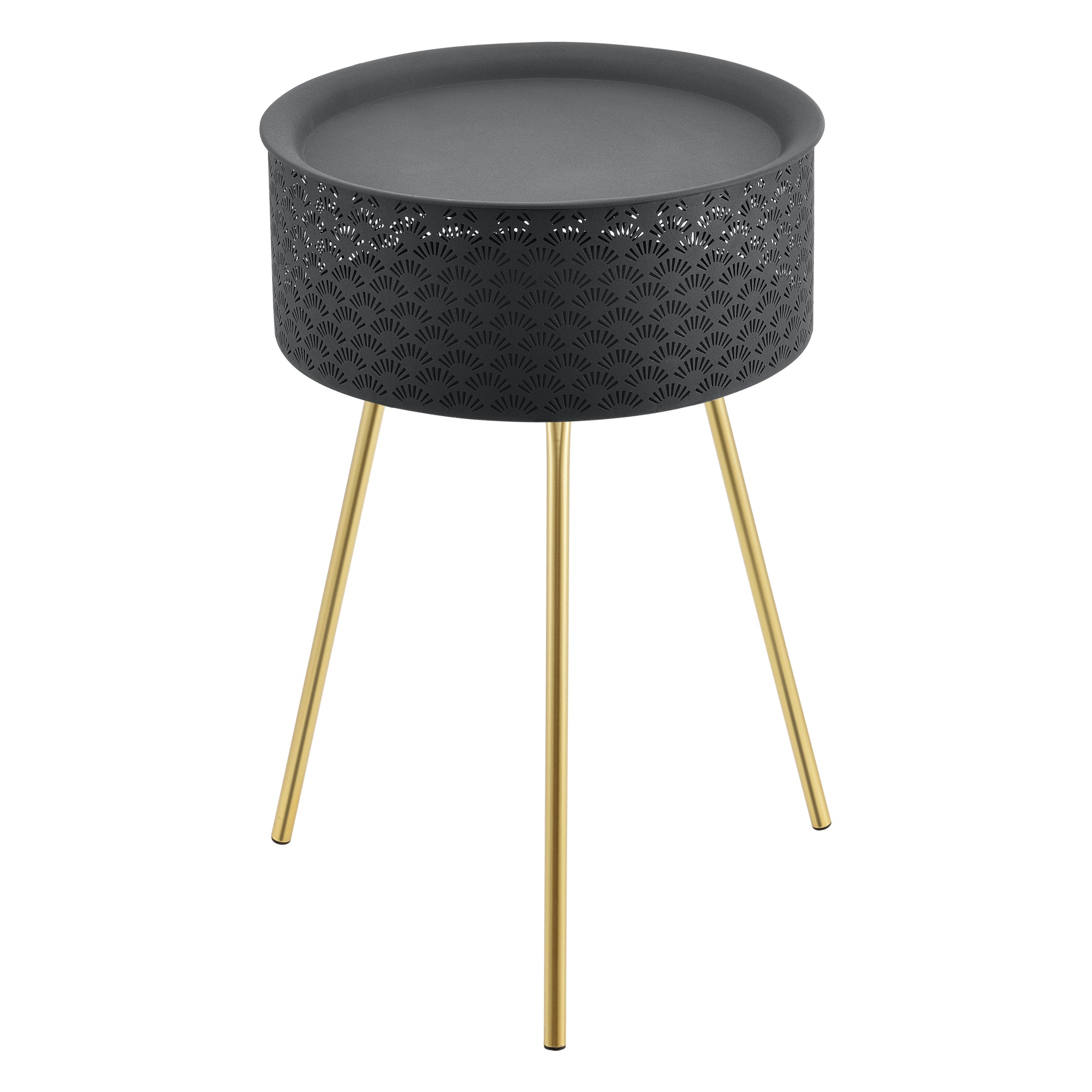 Tavolino Treppiede Forshaga 65 x 40 cm Nero/Oro [en.casa]