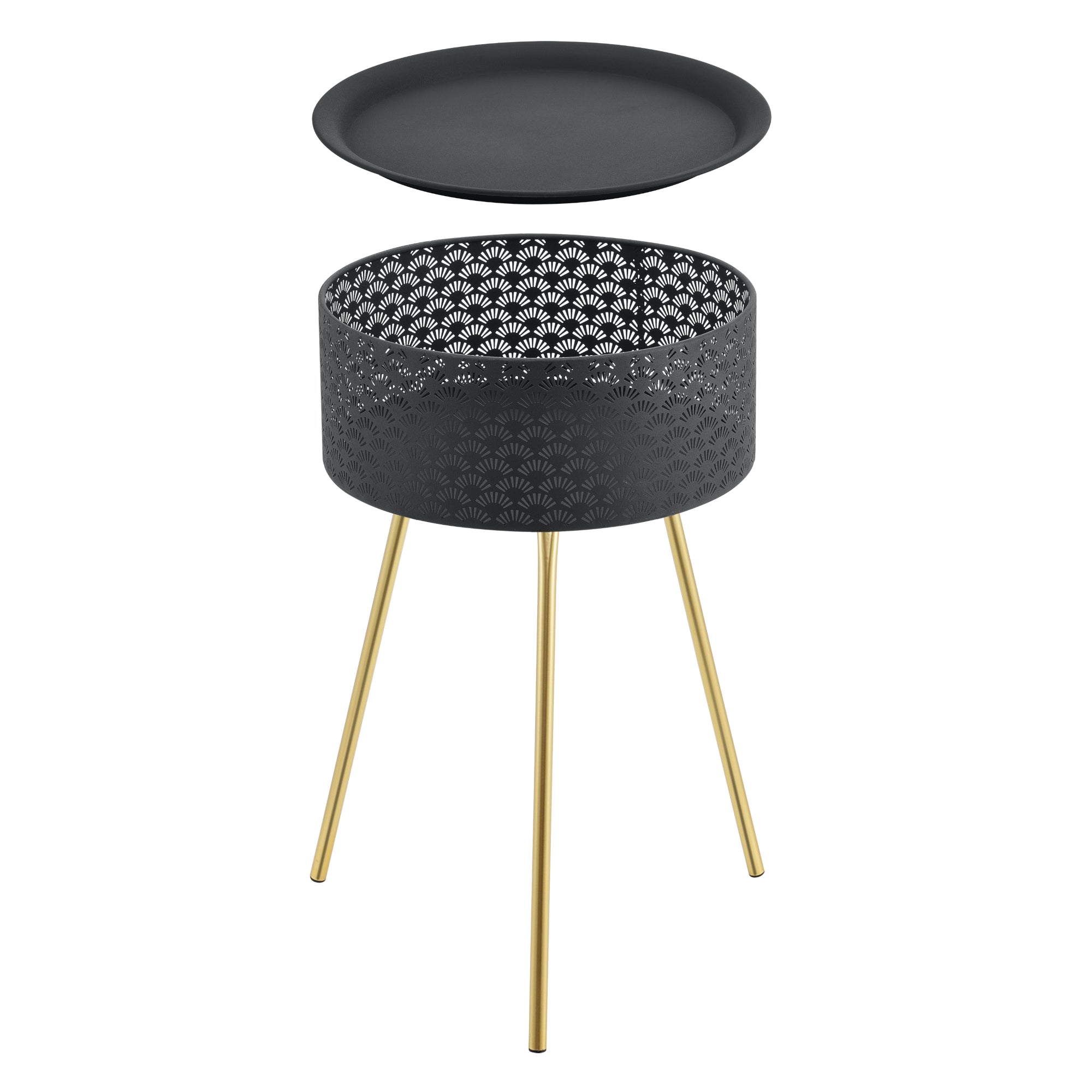 Tavolino Treppiede Forshaga 65 x 40 cm Nero/Oro [en.casa]