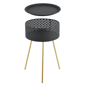 Tavolino Treppiede Forshaga 65 x 40 cm Nero/Oro [en.casa]