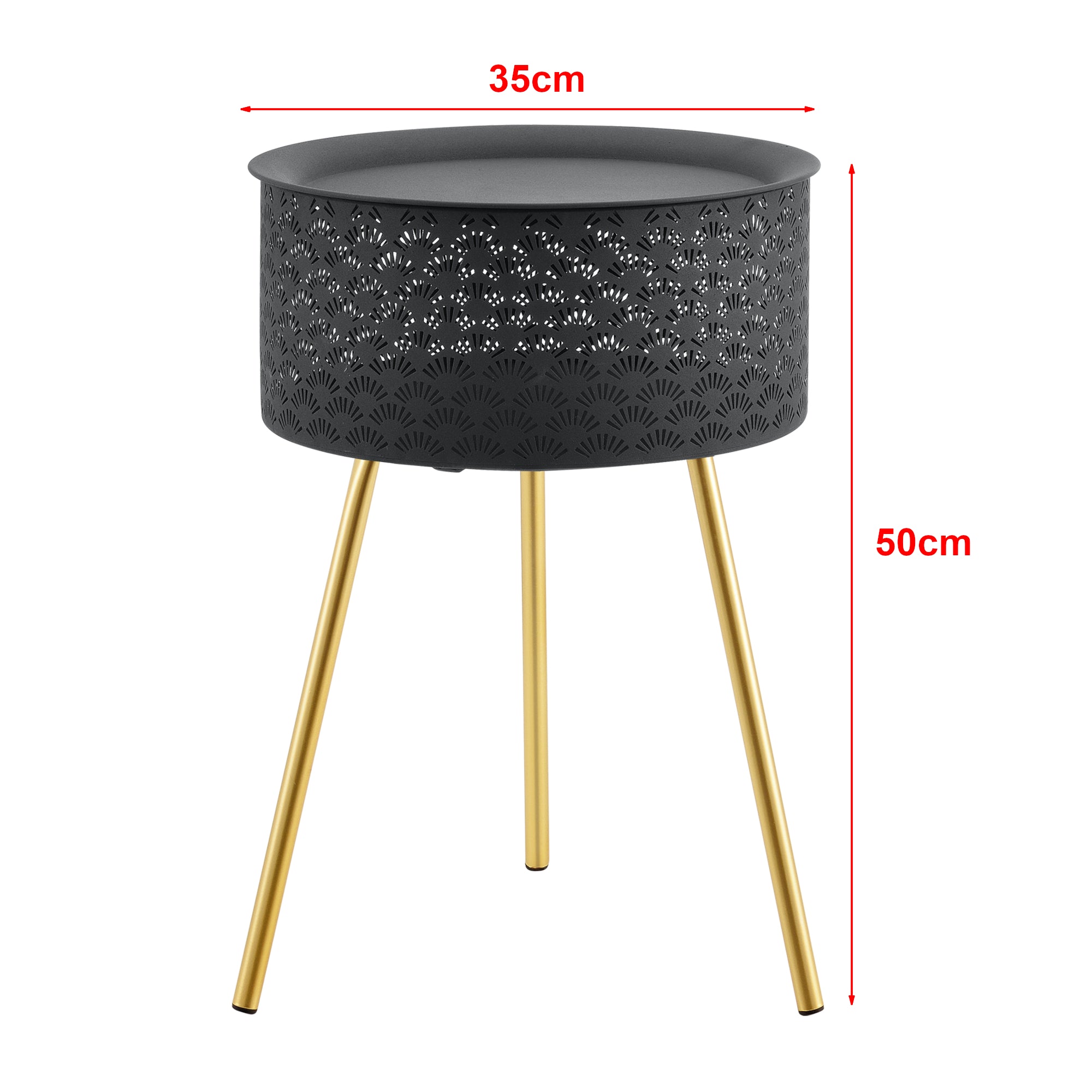 Tavolino Treppiede Forshaga 50 x 35 cm Nero/Oro [en.casa]