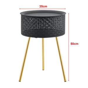 Tavolino Treppiede Forshaga 50 x 35 cm Nero/Oro [en.casa]