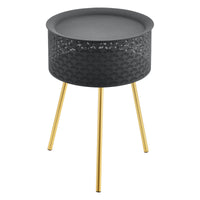 Tavolino Treppiede Forshaga 50 x 35 cm Nero/Oro [en.casa]