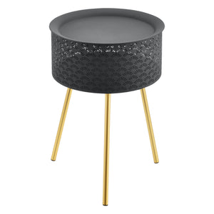 Tavolino Treppiede Forshaga 50 x 35 cm Nero/Oro [en.casa]