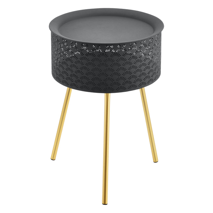 Tavolino Treppiede Forshaga 50 x 35 cm Nero/Oro [en.casa]