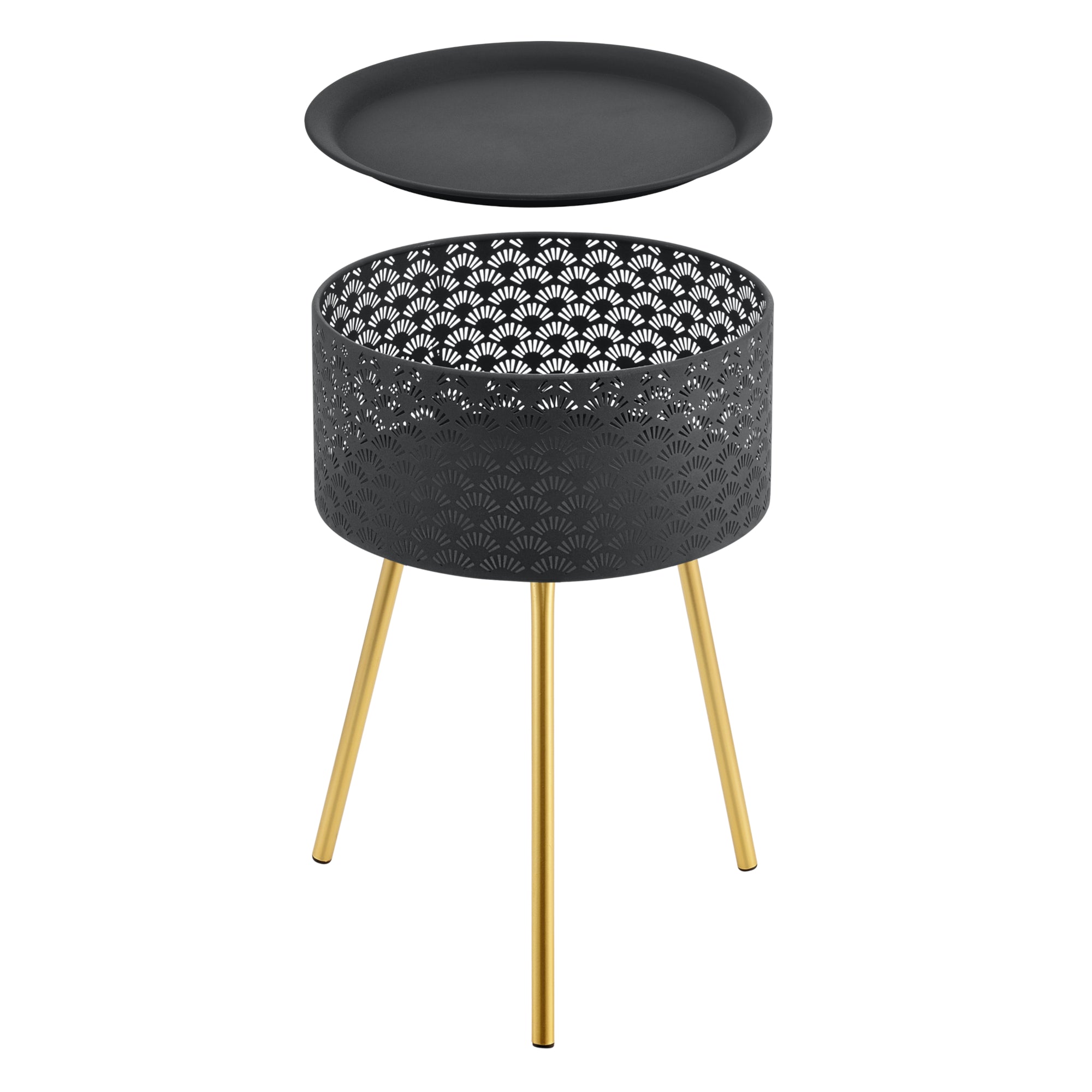 Tavolino Treppiede Forshaga 50 x 35 cm Nero/Oro [en.casa]