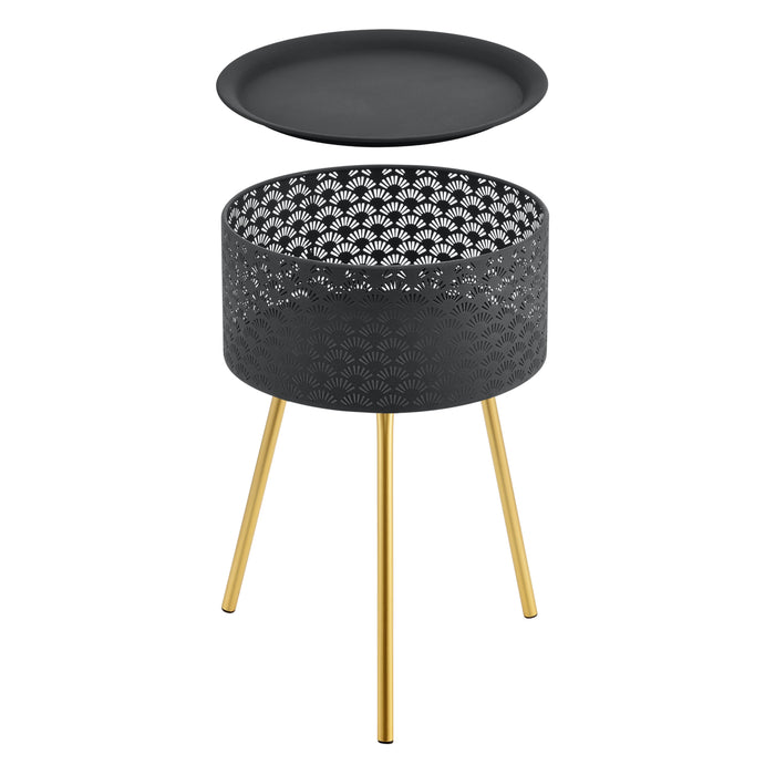 Tavolino Treppiede Forshaga 50 x 35 cm Nero/Oro [en.casa]