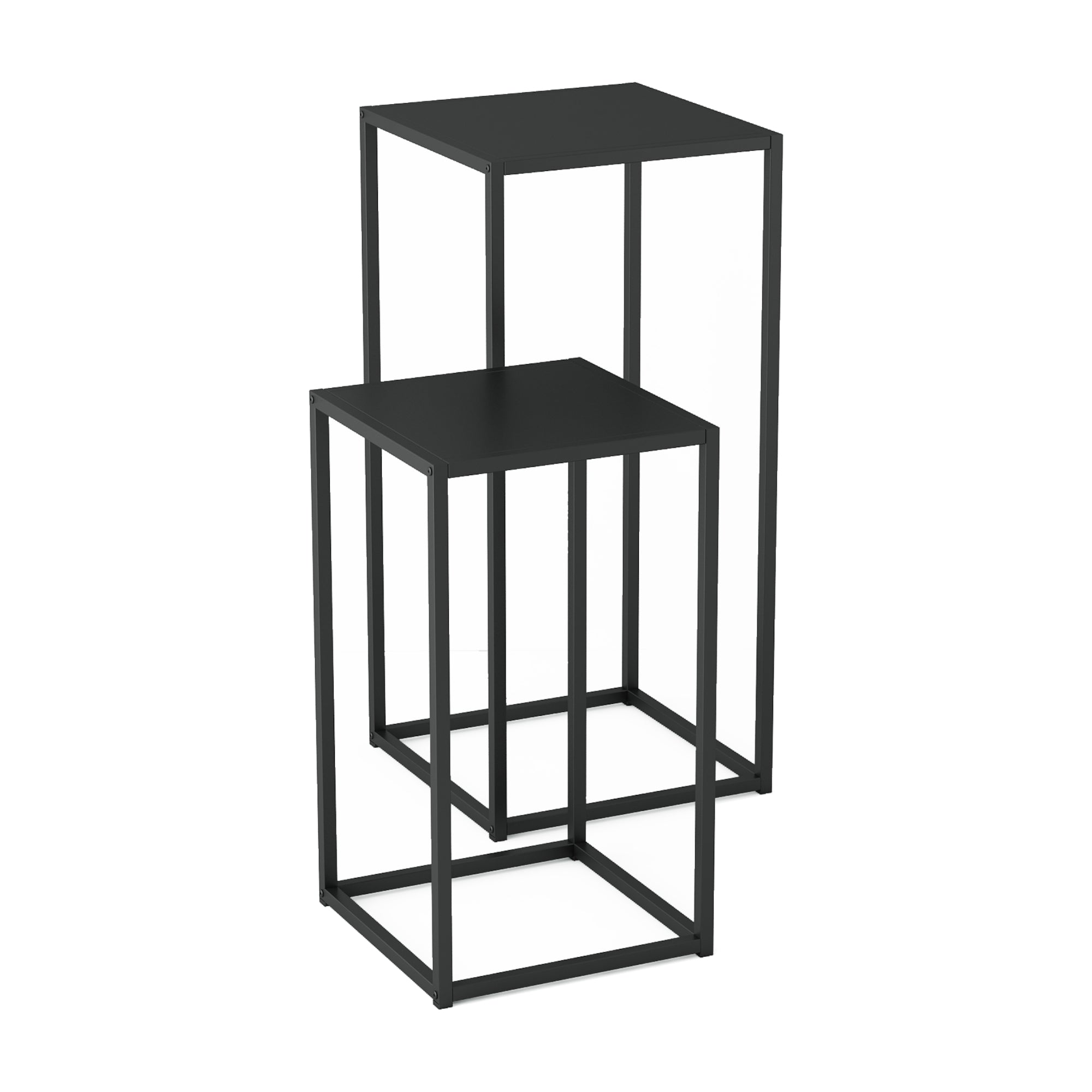 Set Åseral di 2 Tavolini a Colonna in Altezze Diverse - Nero [en.casa]