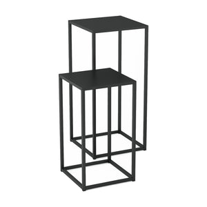 Set Åseral di 2 Tavolini a Colonna in Altezze Diverse - Nero [en.casa]