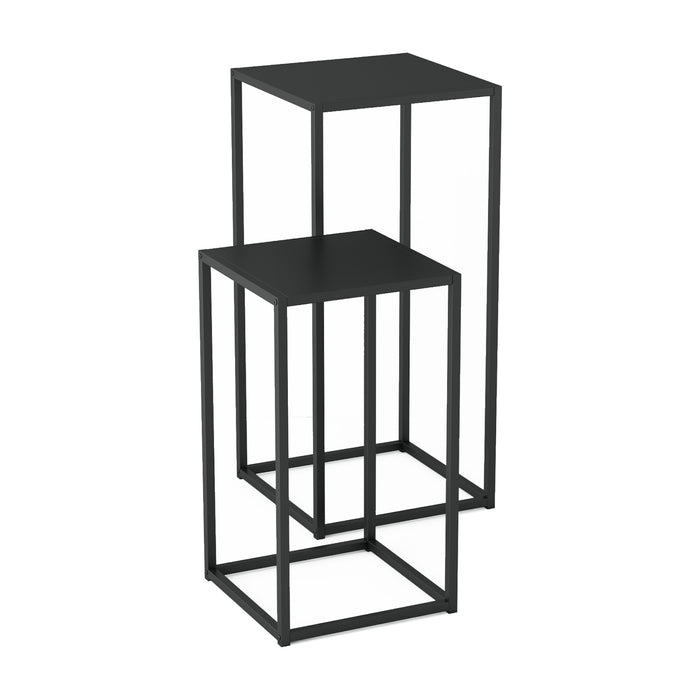 Set Åseral di 2 Tavolini a Colonna in Altezze Diverse - Nero [en.casa]