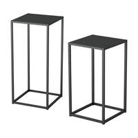 Set Åseral di 2 Tavolini a Colonna in Altezze Diverse - Nero [en.casa]