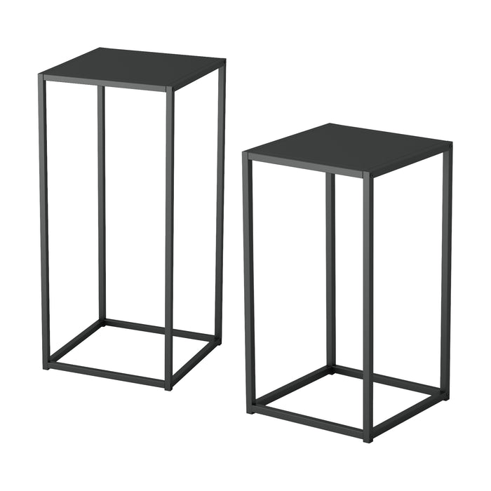 Set Åseral di 2 Tavolini a Colonna in Altezze Diverse - Nero [en.casa]