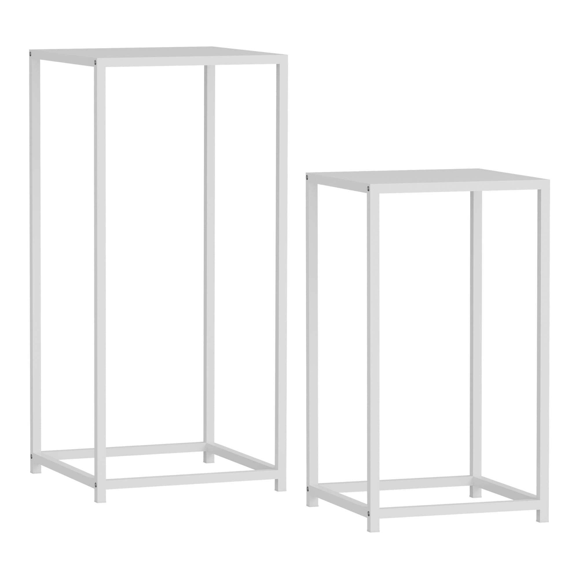 Set Åseral di 2 Tavolini a Colonna in Altezze Diverse - Bianco [en.casa]