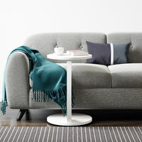 Tavolino da Divano Holeby con Rotelle e Piano Rotondo - Bianco [en.casa]