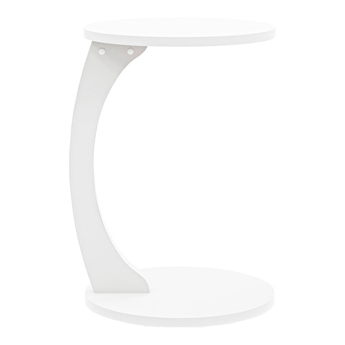 Tavolino da Divano Holeby con Rotelle e Piano Rotondo - Bianco [en.casa]