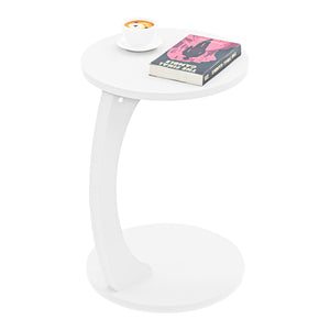 Tavolino da Divano Holeby con Rotelle e Piano Rotondo - Bianco [en.casa]