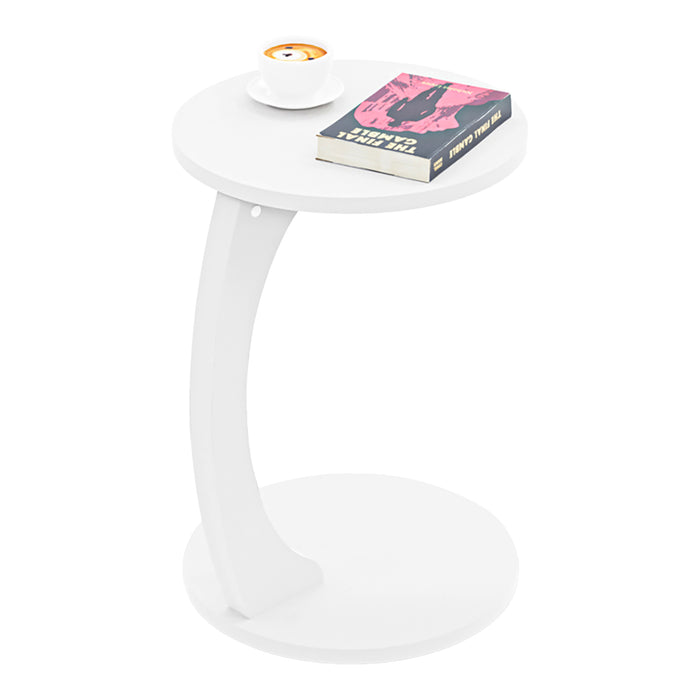 Tavolino da Divano Holeby con Rotelle e Piano Rotondo - Bianco [en.casa]