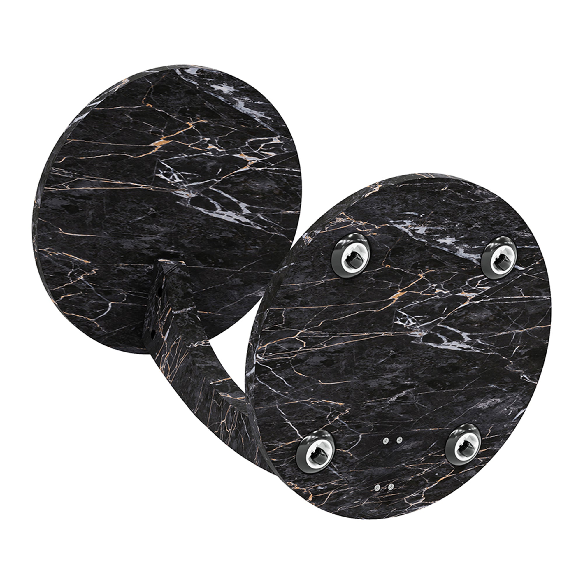 Tavolino da Divano Holeby con Rotelle e Piano Rotondo - Effetto Marmo Nero [en.casa]