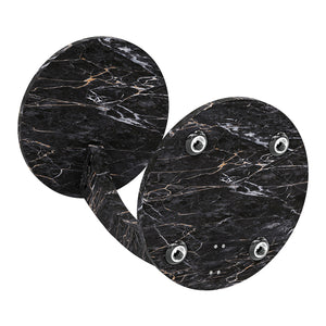 Tavolino da Divano Holeby con Rotelle e Piano Rotondo - Effetto Marmo Nero [en.casa]