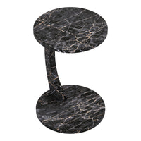 Tavolino da Divano Holeby con Rotelle e Piano Rotondo - Effetto Marmo Nero [en.casa]